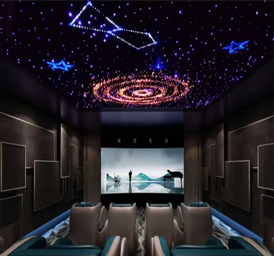 LED-Glasfaser-Sternenhimmel-Decke mit funkelnden Glasfaserlichtern für hochwertige Hoteldeckendekoration.